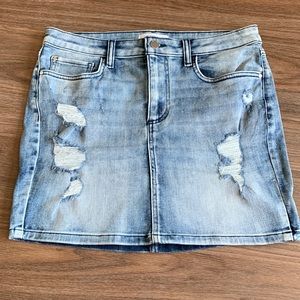 Guess Denim Distressed Mini Skirt